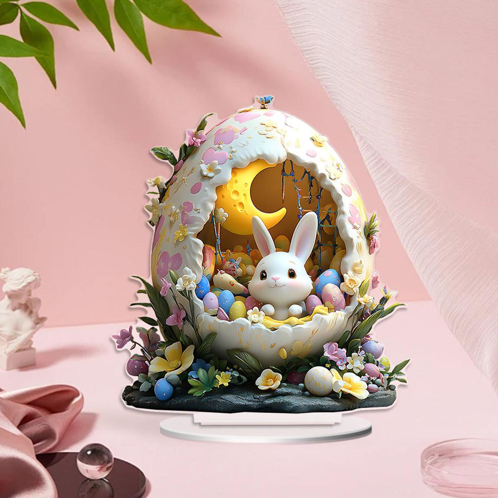 2d Flat Easter Eggs Cute Bunny Acrylic Table Top Decorations Wear Decorations Small Christmas Ornament