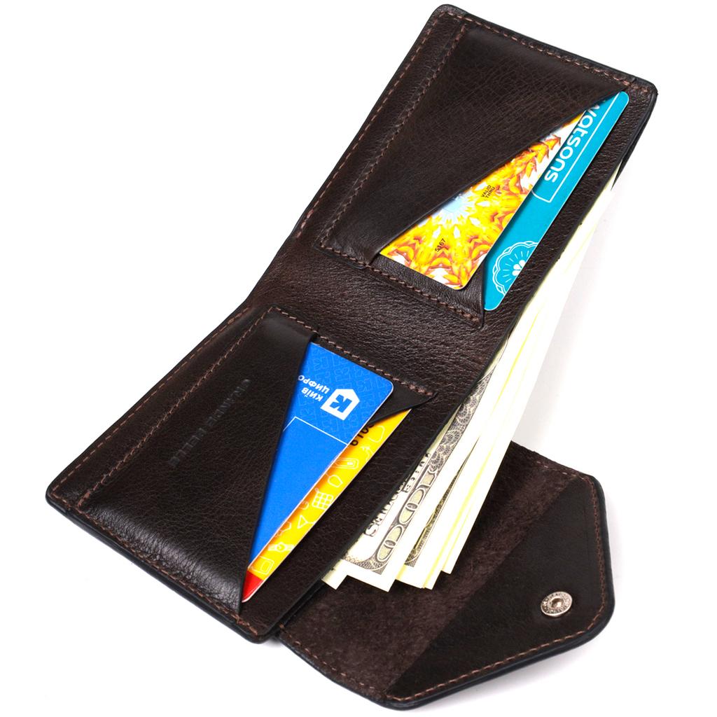 Men's Wallet with Coin Holder Made of Glossy Genuine Leather GRANDE PELLE Wallet 16807 Brown