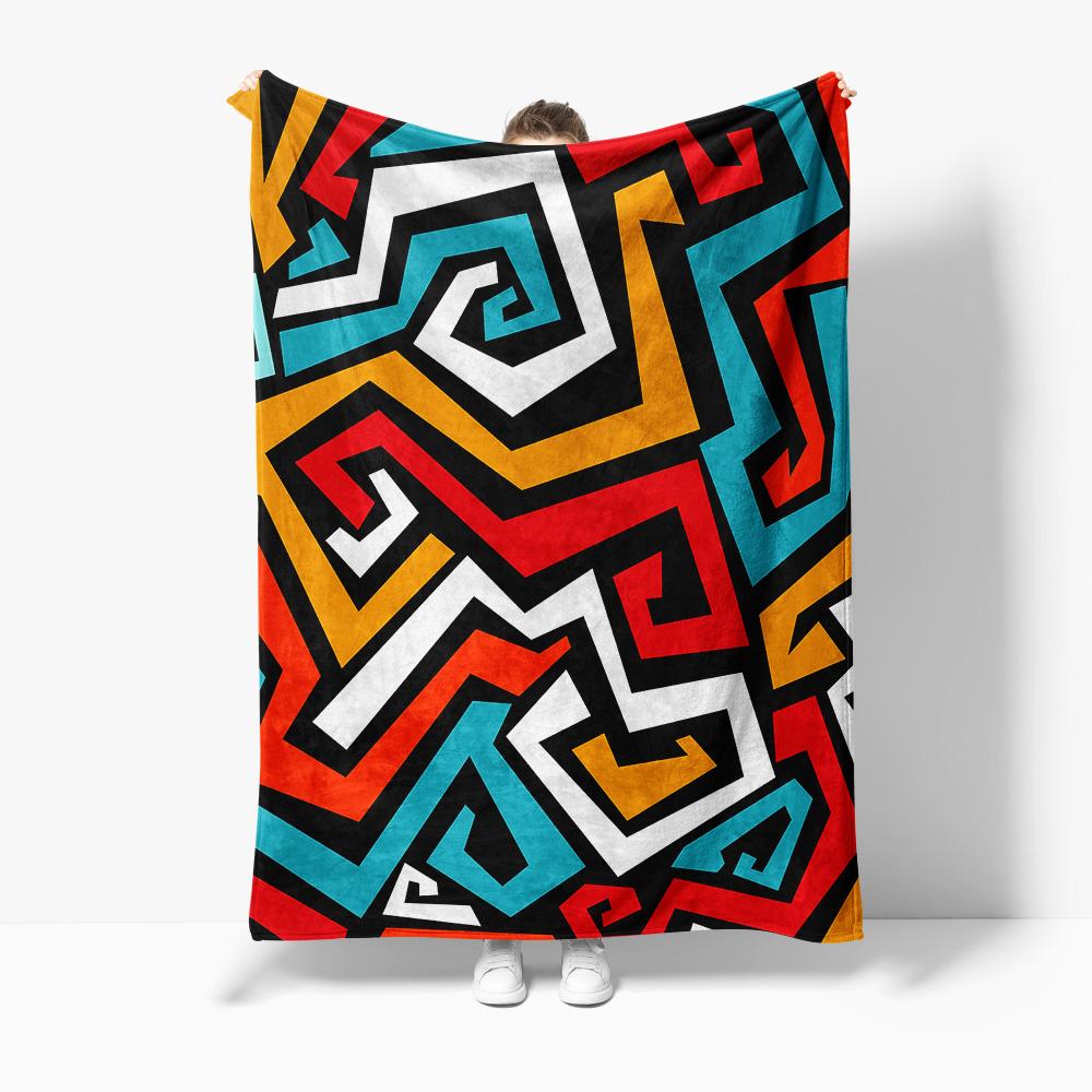 

Colorful Geometric Pattern Flannel printed blanket suitable for all seasons suitable for living room office sofa and travel 75x100cm (30x40inch)