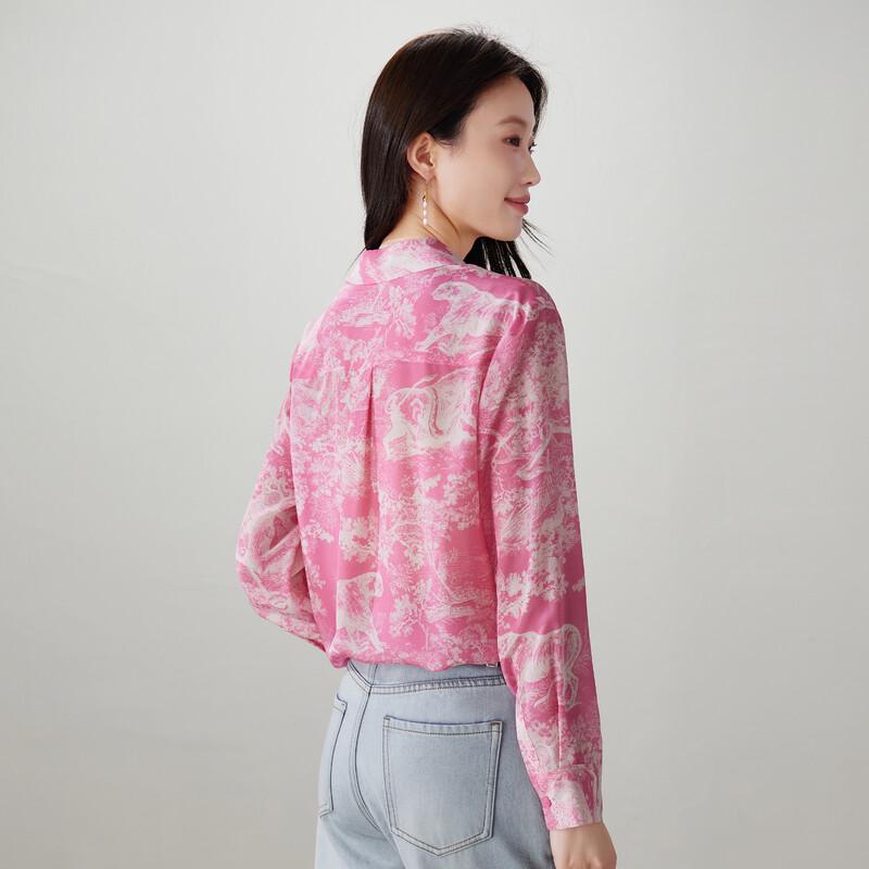 SOFSIL 2026 Spring Printed Silk Long-Sleeve Shirt