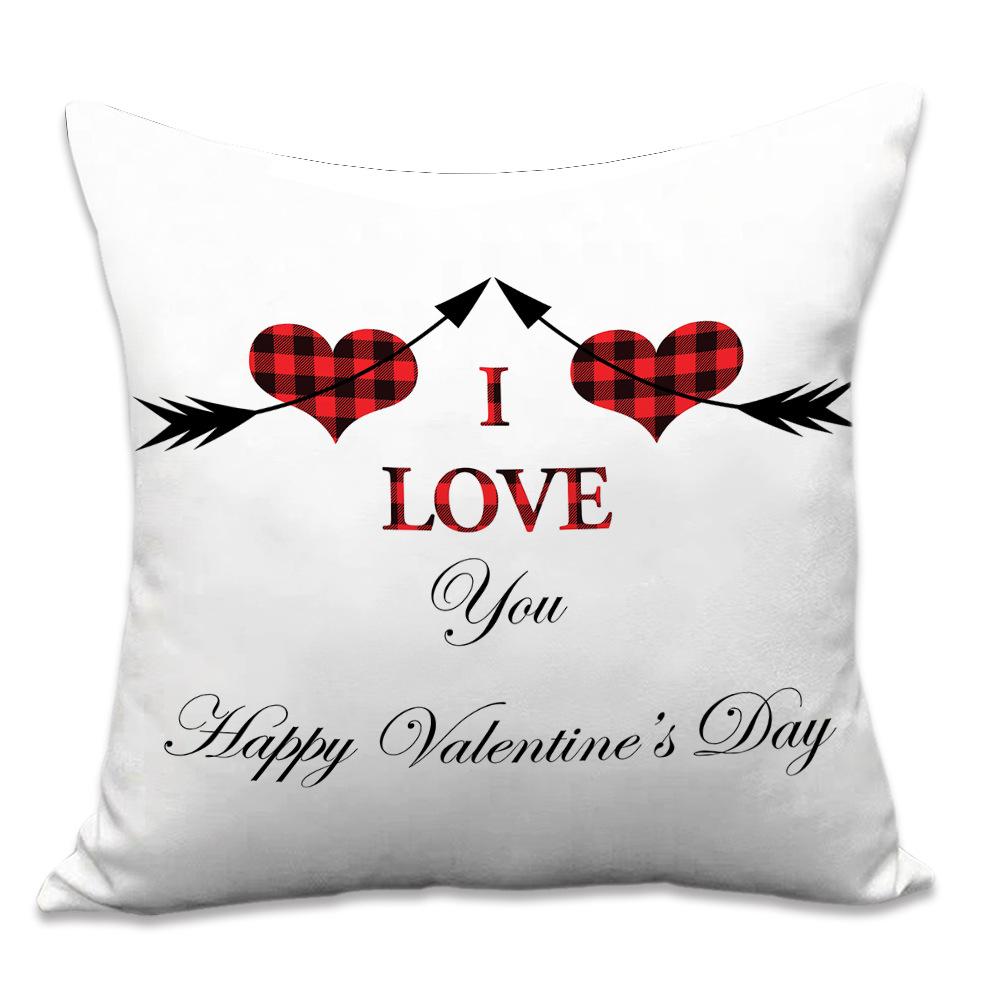 Valentine's Day Letters Black and White Cotton Linen Super Soft Peach Leather Velvet Pillowcase Sofa Home Cushion Cover