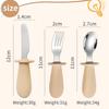 316 Stainless Steel Children's Utensil Set: Knife, Fork, Spoon with Silicone Handle for Infants and Toddlers, Portable Design for Mealtime.