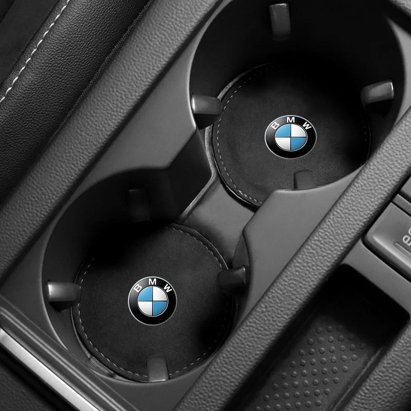 1/2 st Bil Mugghållare Pad PU Läder Fack Halkfri Underlägg Matta För BMW 50th F30 F10 E90 F20 E46 E60 E70 E39 E36 E87 X6 E30 Z3 Z4
