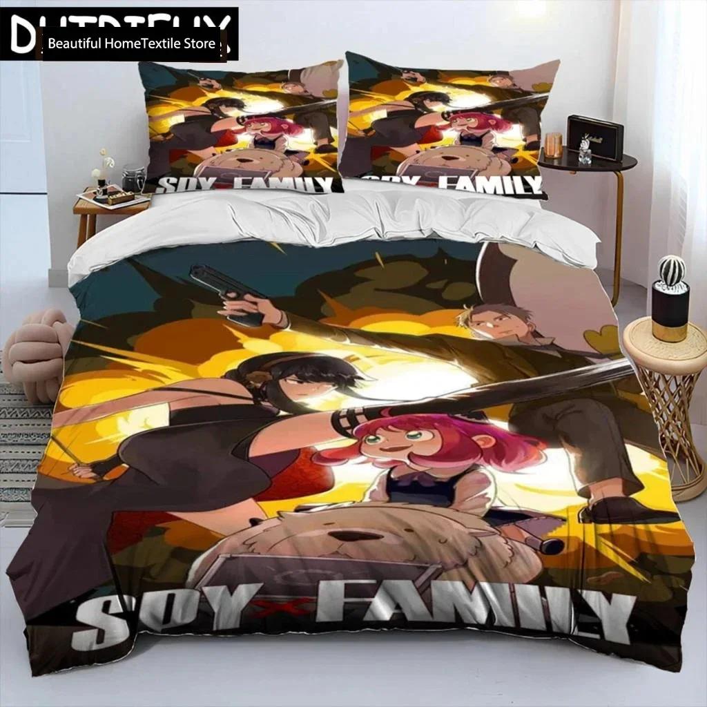 Japan Anime SPY×FAMILY Cartoon Comforter Bedding Set,Duvet Cover Bed Set Quilt Cover Pillowcase,king Queen Size Bedding Set Boys