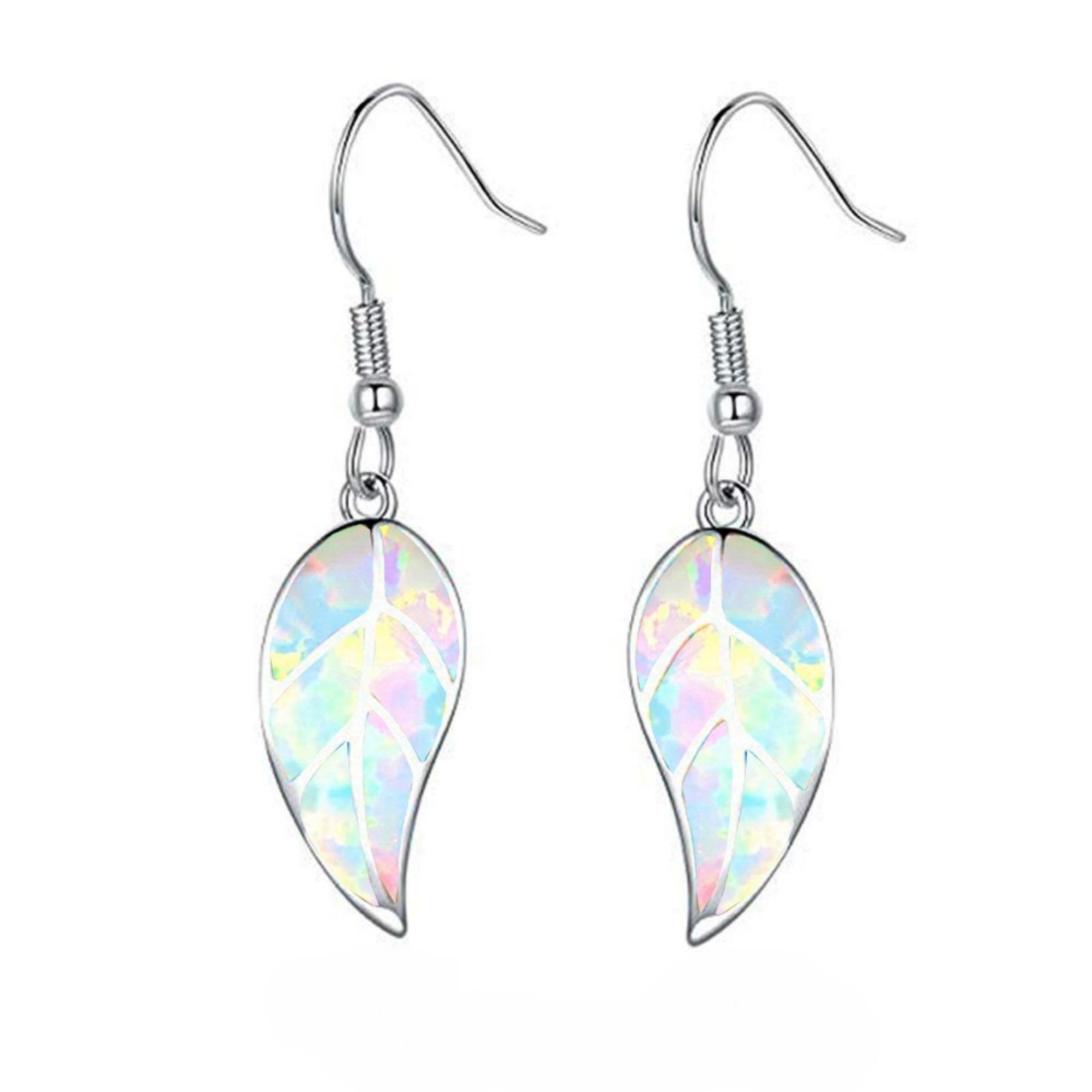 Fashionable and Trendy Exquisite Inlaid Zircon Jewelry Earrings Ocean Wind Leaf Earrings Beach Girl Earrings 2026 белый