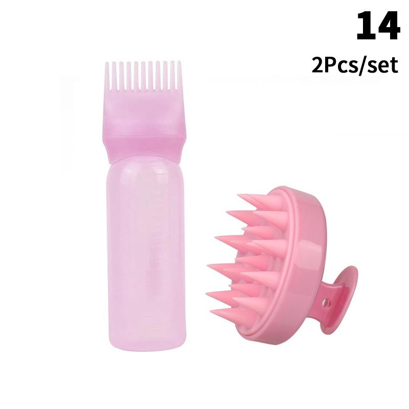 Shampoo Brush Empty Hair Shampoo Bottle With Comb Teeth Salon Treatment Oil Perm Dye Bottle Color Plastic Dry Cleaning Bottle