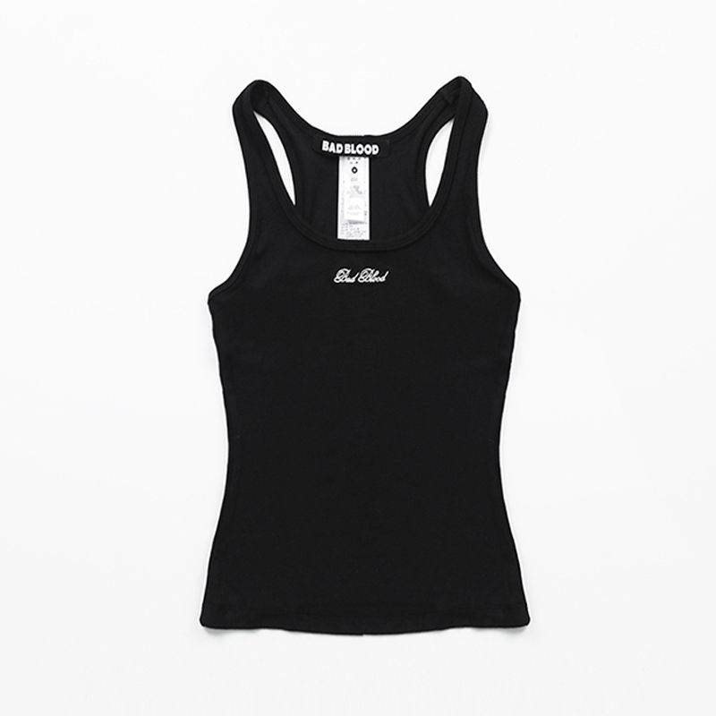 Badblood Niche Solid American Vintage Vest Sling Women Letter Embroidery Design Sense Bottoming Top Tide