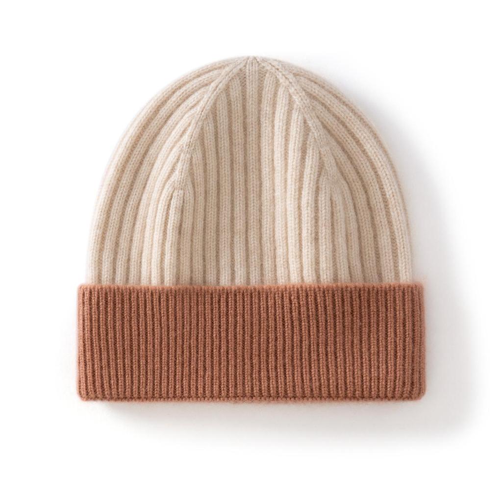Unisex Children's Color Block Ribbed Cashmere Knit Hat - Autumn/Winter Warm Slouchy Outdoor Hat