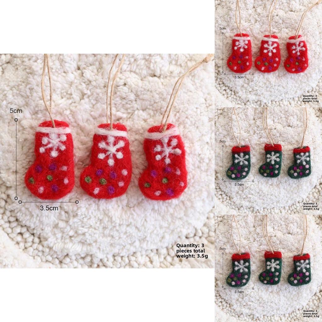 Christmas Tree Wool Felt Ornaments With Cartoon Design For Holiday Decor