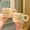 Bear Mug Girl with High Looking Ceramic Cup with Spoon Office Cute Coffee Milk Breakfast Cup