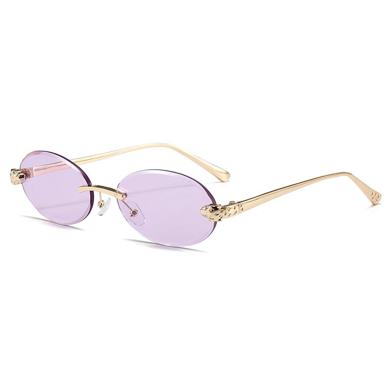 Xiaomi Women Rimless Oval Sunglasses UV400 Gold Alloy Temples Multi Color Retro Fashion Shades