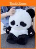 Plush Panda Backpack For Girls Soft Cartoon School Bag With Zipper Pocket