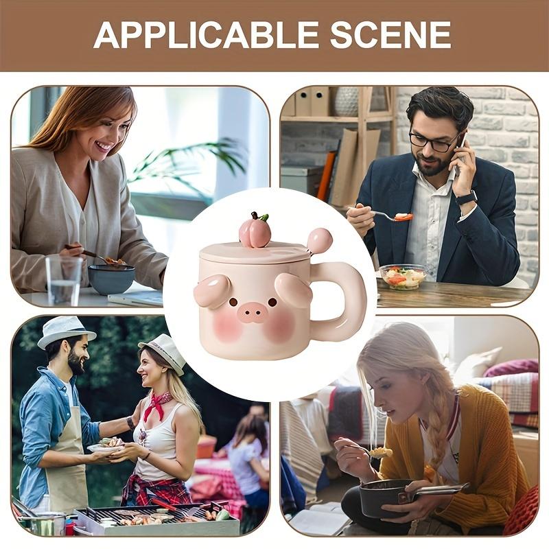 1set 400ml Cute Pig Coffee Mug with Lid and Spoon Creative Home Milk Breakfast Couple Cups Drinkware Gifts for Home Office Tea