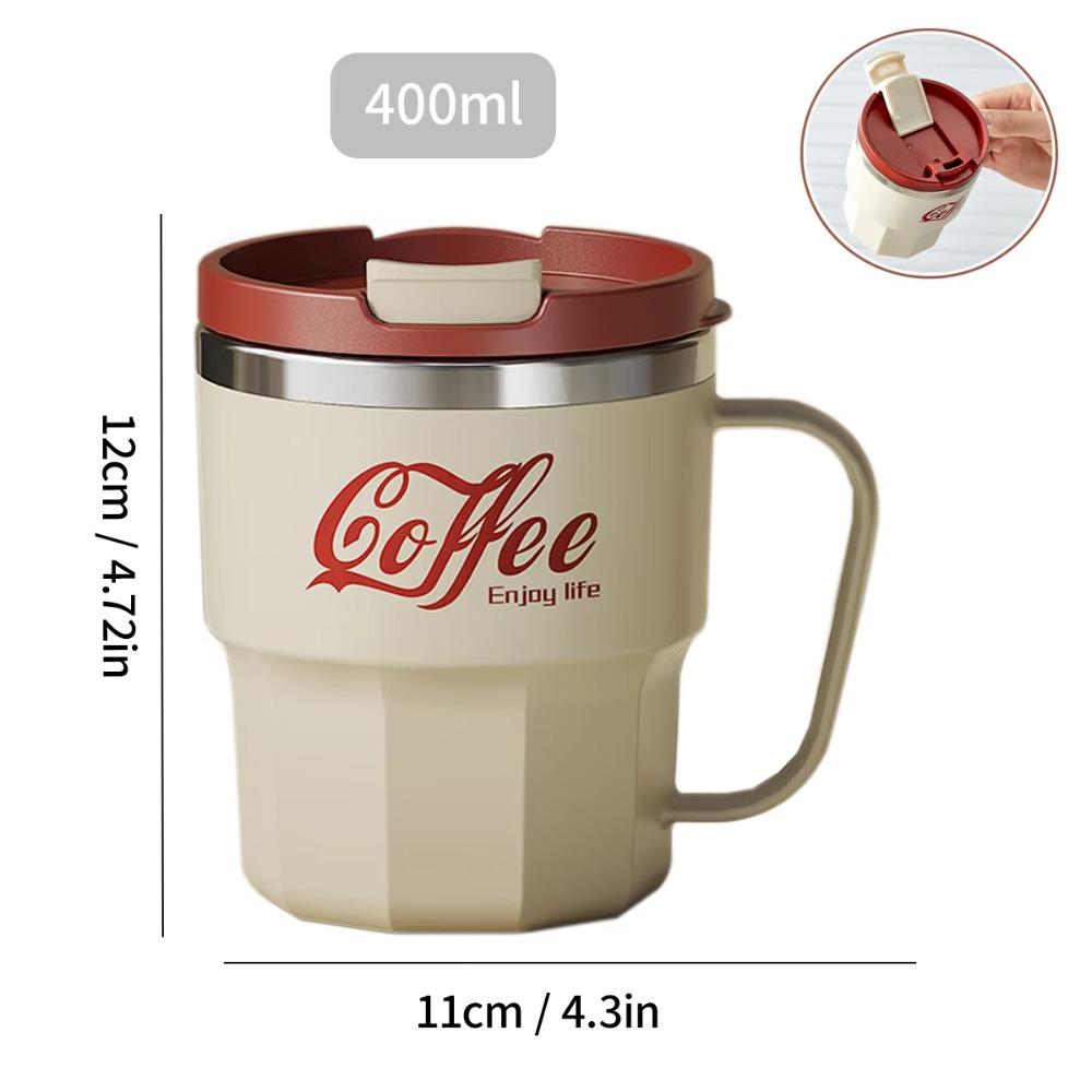 304 Stainless Steel Double Wall Insulated Coffee Cup With Handle Portable Students Leak-proof Water Cup Milk Coffee Mug