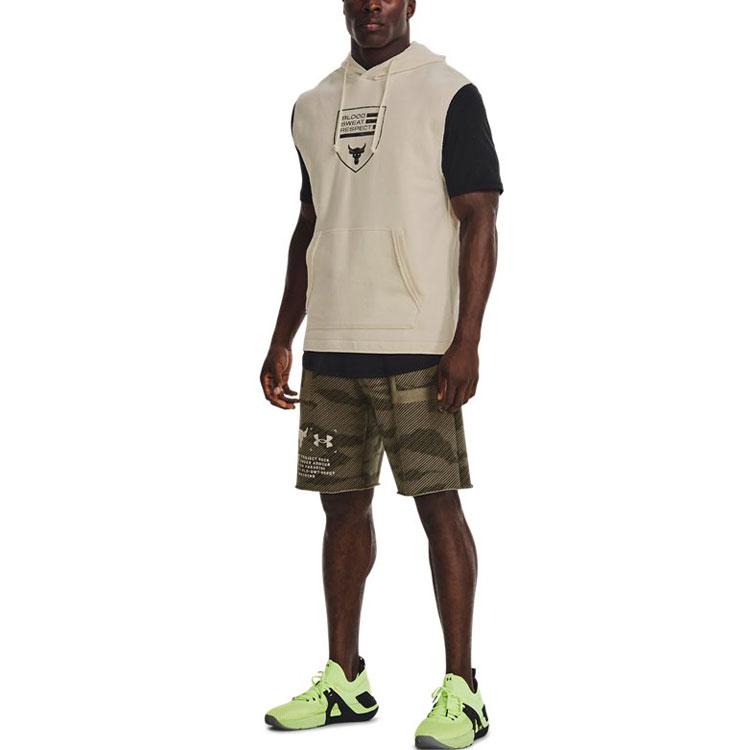 Under Armour מכנסי שורטס קז'ואל ספורט עם הדפס לוגו Project Rock הסוואה גברים מכנסיים ירוק צבאי 1370461-361