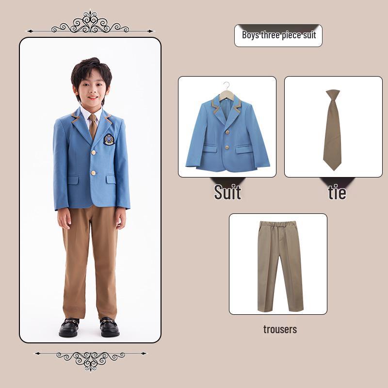 British College Style School Uniform Set – Kindergarten Boys' & Girls' Plaid Suit and Skirt.