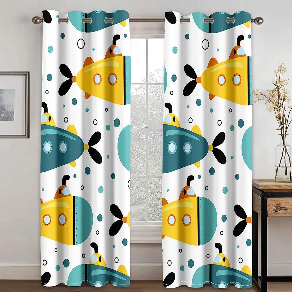 3D Printing Rainbow Cute Animal Cheap Cartoon Children's Thin Window Curtains for Girls Boys Living Room Bedroom Decor 2 Panels