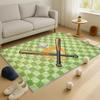 Baseball Print Themed Carpet Mat  Green Chessboard Floor Mat  Children's Game Room  Home Living Room  Party Decoration  Rug