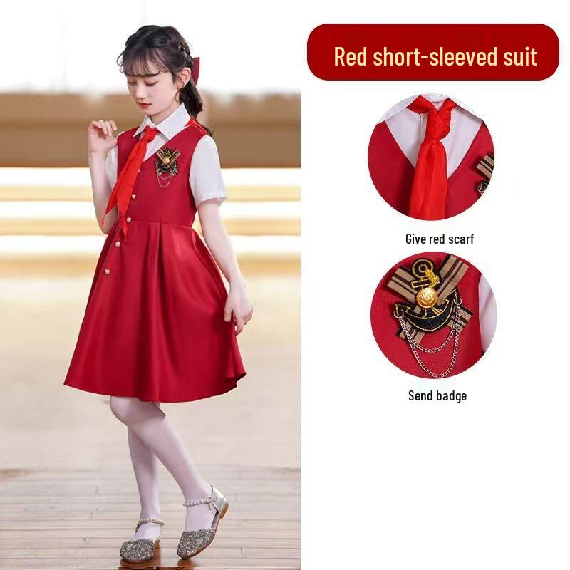Children's Red Patriotic Costume for School Choirs and Performance - Boys & Girls Tuxedo