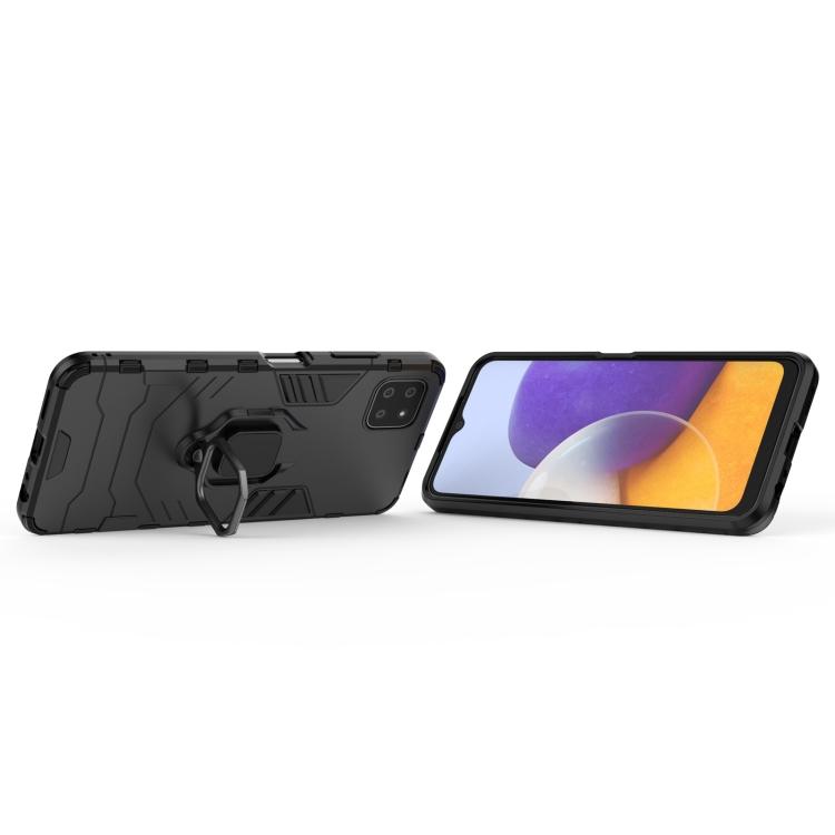 Für Samsung Galaxy A22 5G Stoßfeste PC + TPU Schutzhülle mit magnetischem Ringhalter