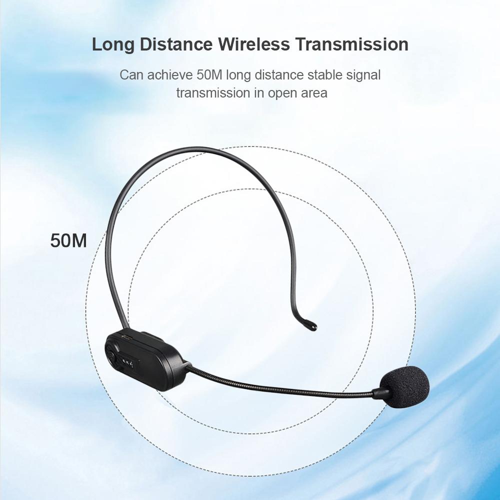 UHF Wireless Microphone Headset Mic System 50M Effective Transmission Built-in Battery 3.5mm TRRS