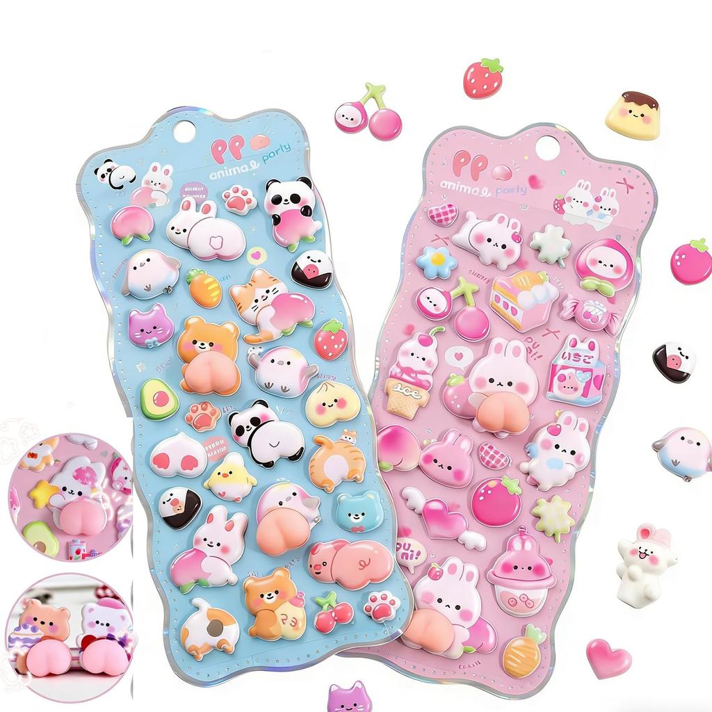Cute 3D Squishy Butt Stickers for Decorating Smartphone Pop Planner Reward Sparkly Decorative Stickers for Kids and DIY Decorate Water Smartphone and