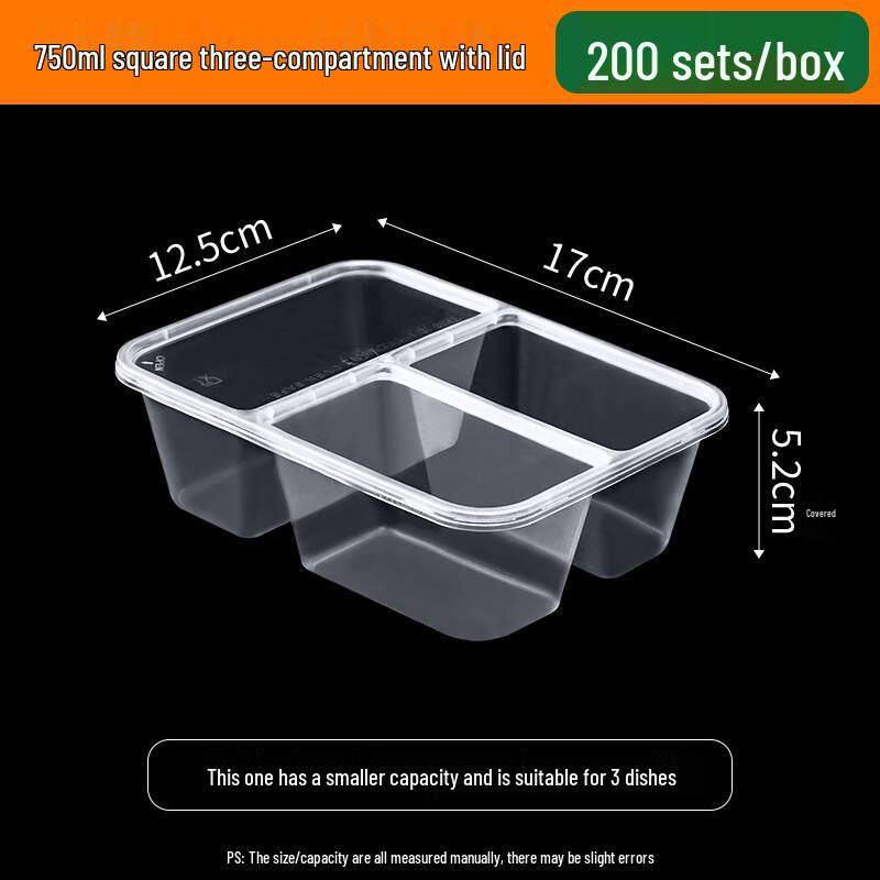 Shixun Rectangular 3-Compartment Takeaway Lunch Box