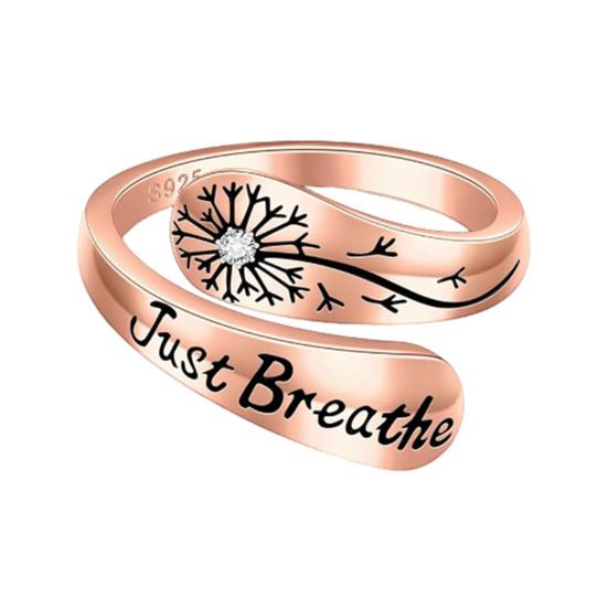 Just Breathe Dandelion Ring Adjustable Zinc Alloy Hope Ring Inspirational Dandelion Ring Encouragement Gift for Women Mother's Day Birthday