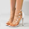 Fashion Liyke Fashion Design White Pearl PVC Transparent Sandals Women Sexy Zip Cover Strap High Heels Summer Open Toe Party Dress Shoes