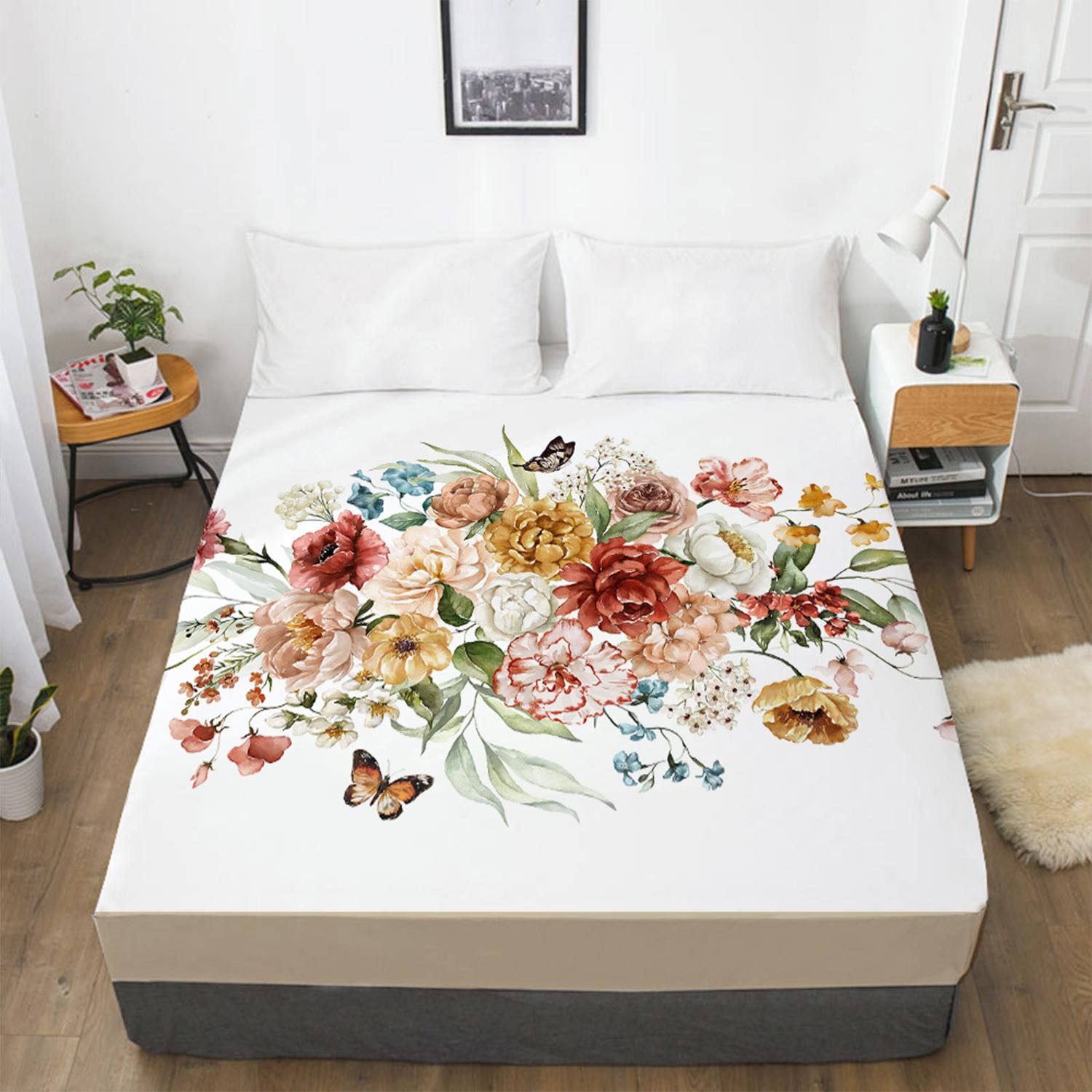 Домашний текстиль Цветы 3D-печать с рисунком Простыня наматрасник Резинка Простыня — фото 8