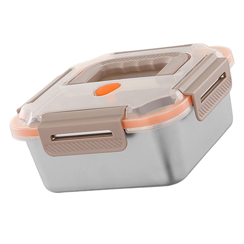 Spacious Stainless Steel Food Storage Container Multipurpose Household Lunch Box Handheld Crisper with See Through Lid