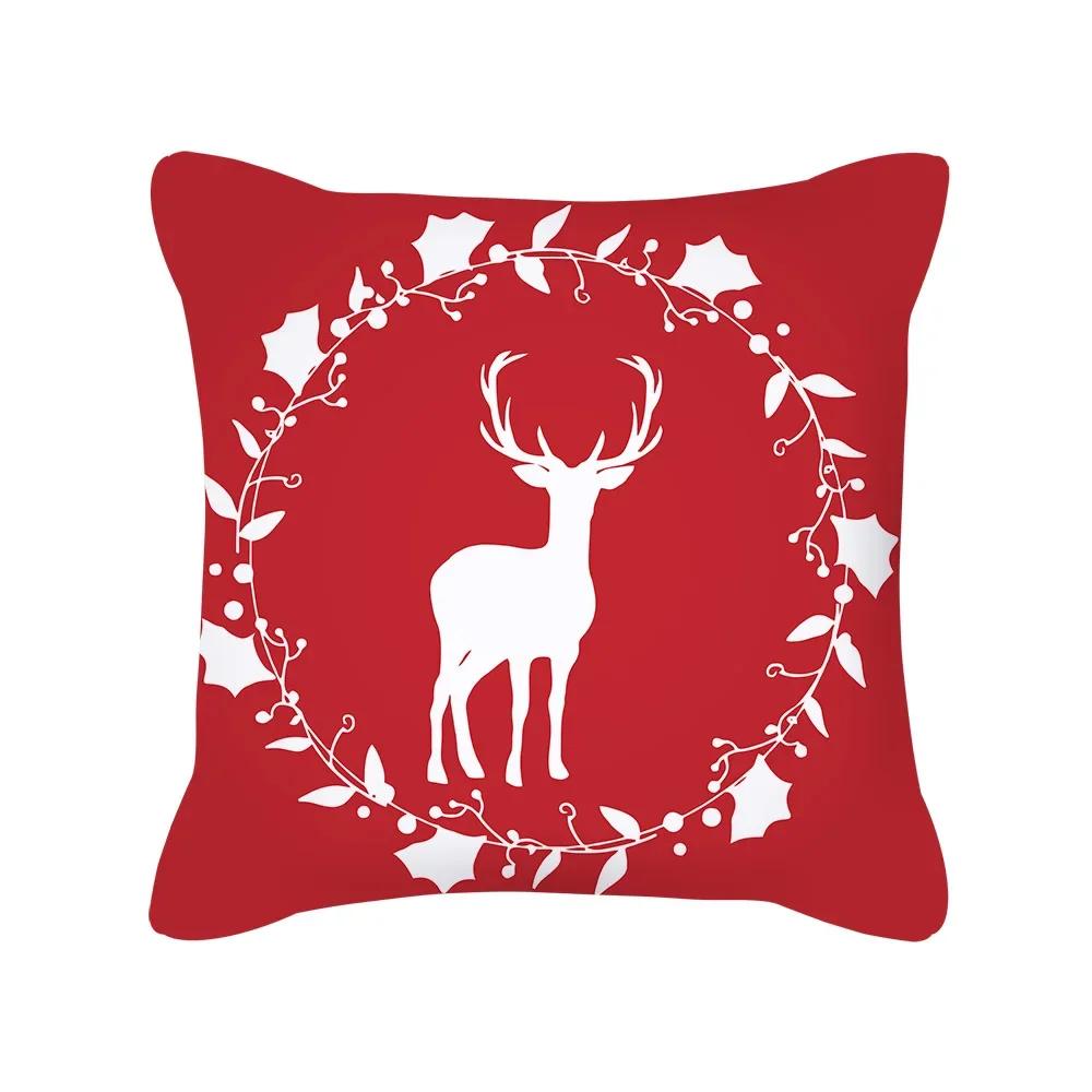 Red Christmas Elk Snowflake Letter Pillow Case Cushion Cross-Border New Home Furnishing