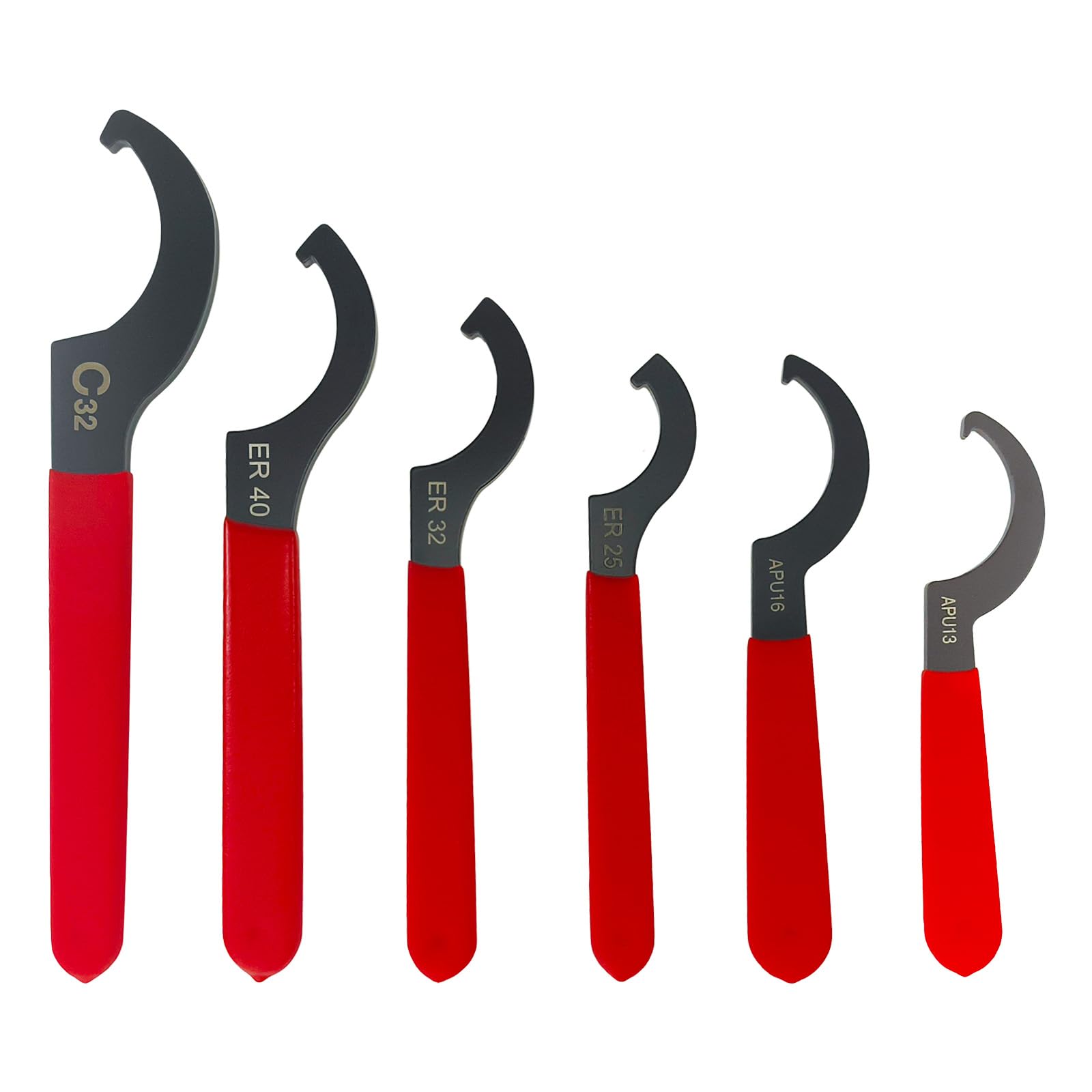 

AeKeatDa 6-Piece Adjustable Wrench Spanner Hook Wrench Tool Coilover Wrench Set for C32/ER40/ER32/ER25/APU16/APU13