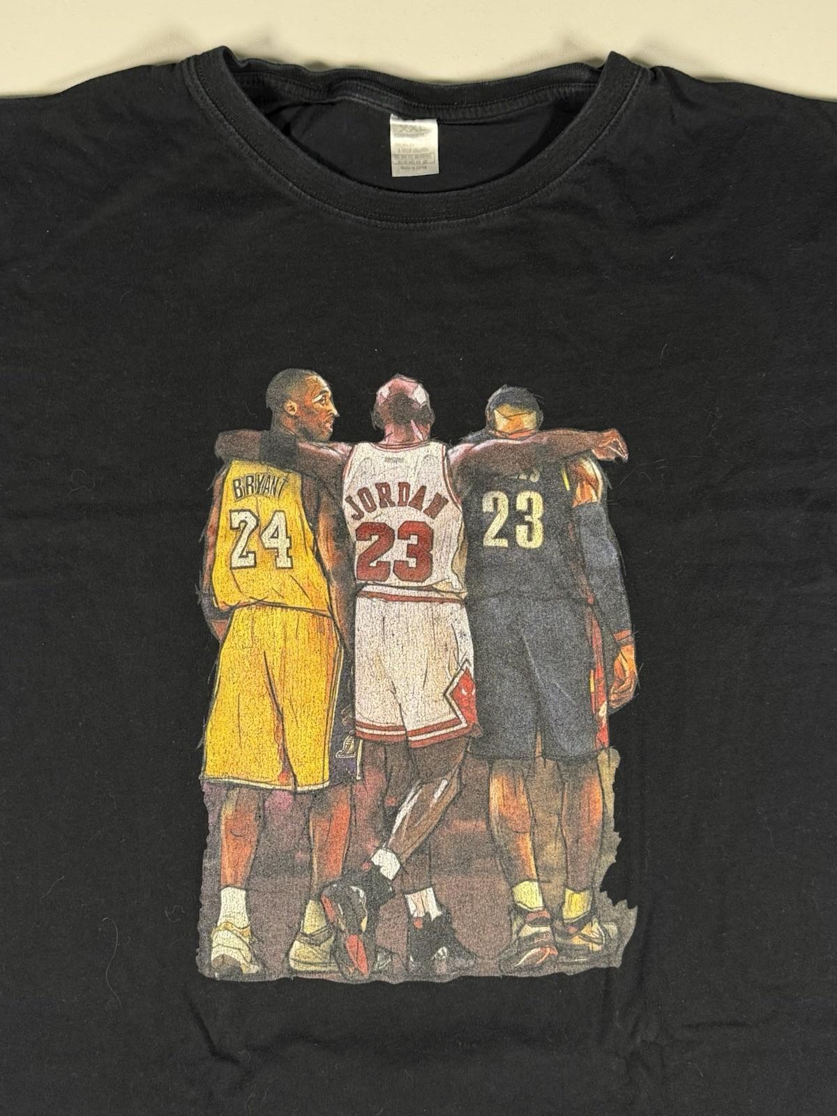NBA Basketball Legends Lakers Bulls Cavs Mens XXL Black Fan Made Tribute Unisex T-Shirt S