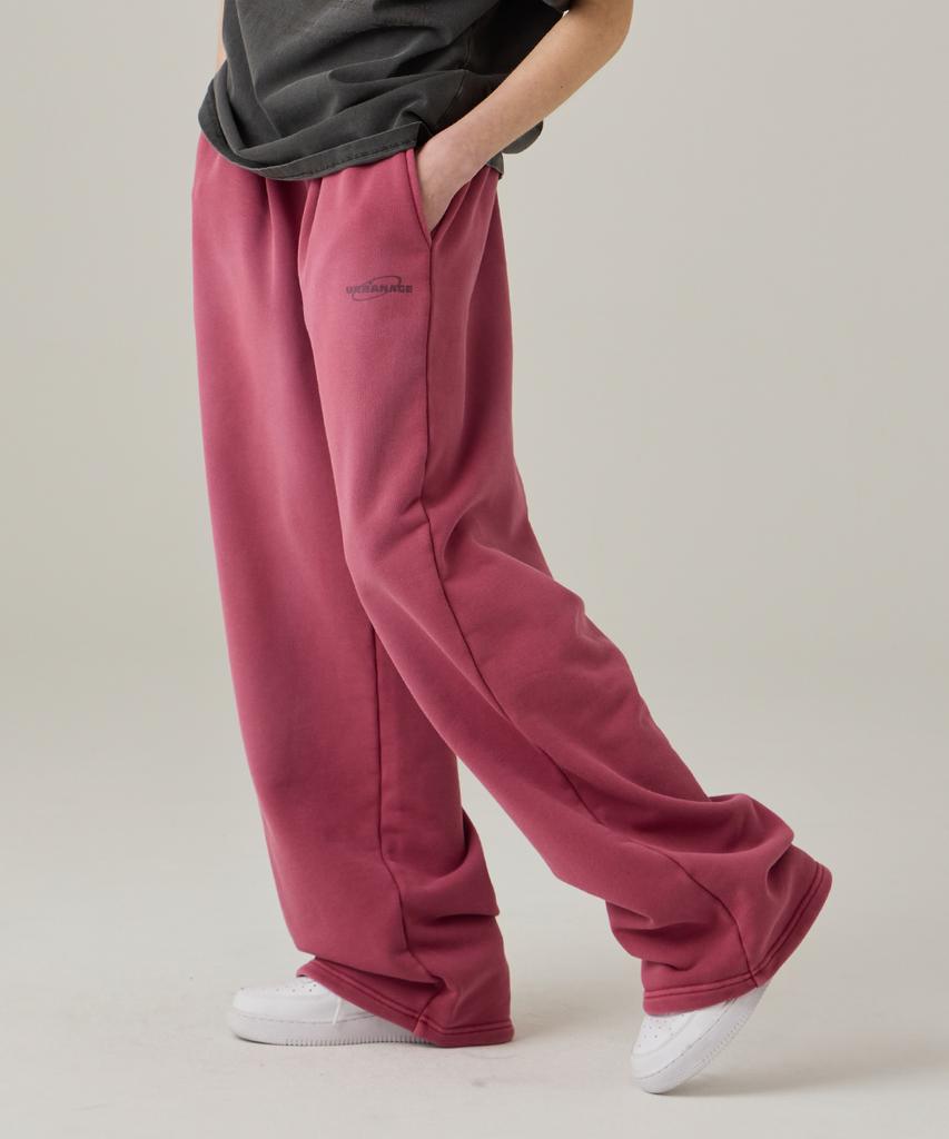 URBANAGE Pigmentgewaschene Signature Weite Jogginghose Rosa