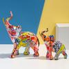 Wassertransferdruck Elefantenskulptur, Kunstharz Tierhandwerk Ornament für Schlafzimmer, Wohnzimmer, Arbeitszimmer und Bürodekor