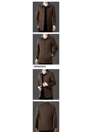 Men's Winter Double-Sided Wool Coat with Detachable Down Liner - Casual Windbreaker Jacket for Middle-Aged Dads