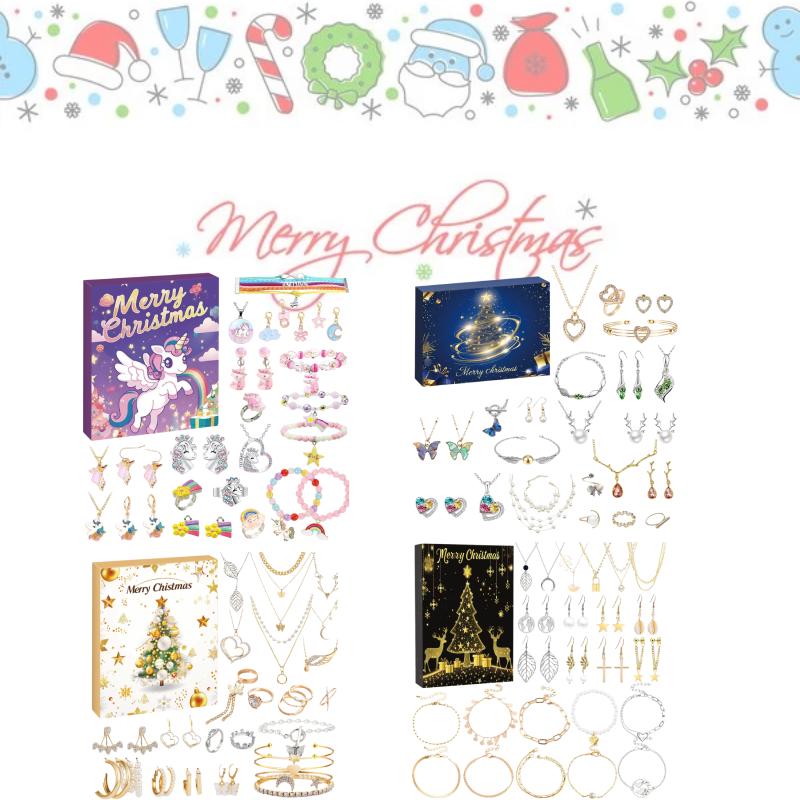 Advent Christmas Calendar Blind Box Beaded Unicorn Girls Jewelry Gift Surprise