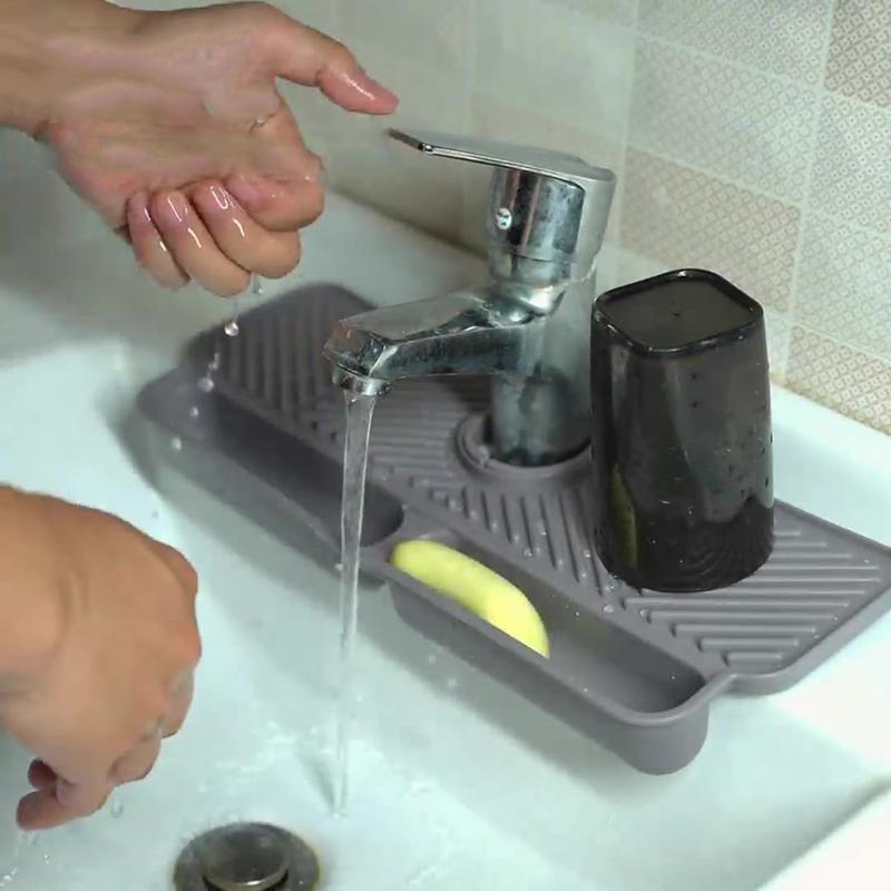 

Faucet Mat Portable Kitchen Sink Faucet Mat Faucet Guard & Draining Mat Instant Drying Mat Gray Kitchen Sink Protector For