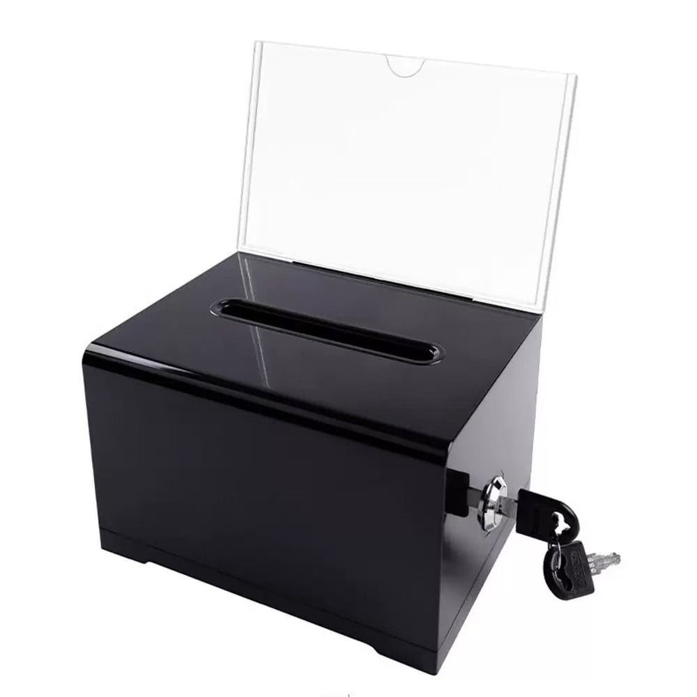 With Lock Acrylic Donation Box Sign Holder Transparent Portable Ballot Box Clear Voting Charity Suggestion Box Voting Case