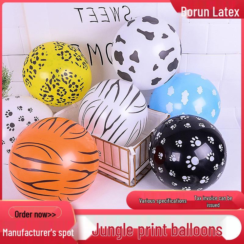 12-Inch Jungle Animal Pattern Latex Balloons for Birthday Party Decorations