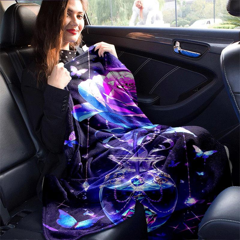 1pc Rose Printing Lightweight Flannel Blanket, Comfortable and Warm Blanket, for Camping Sofa Bed and Couch Office, Suitable for Gift Blanket