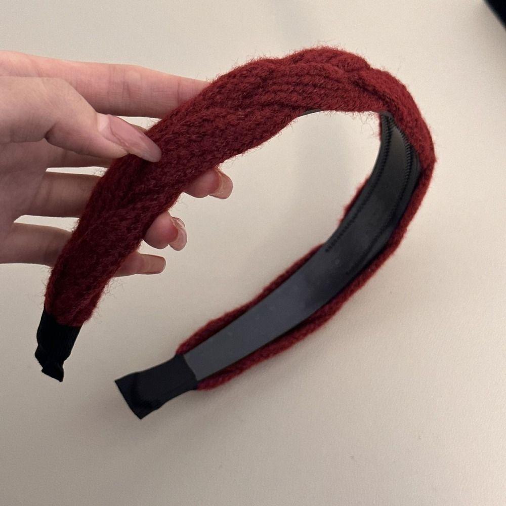 

Pearl Velvet Hair Band Camellia Flowers Red Sponge Headband Retro Student A