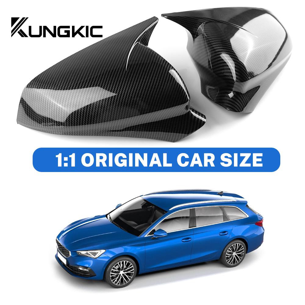 YJTX6 Rearview Mirror Cover For Seat Leon MK4 2020 2021-2023 2024 Cupra Formentor 2022-2024 Carbon Fiber ABS Glossy Black Mirror Cap