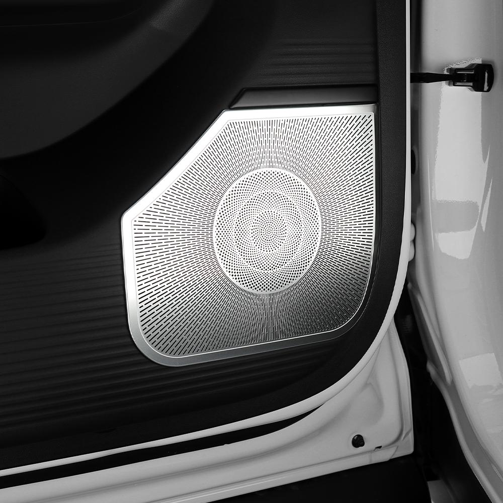 For Hyundai Santa Fe MX5 2024 2025 Stainless Steel Silver Auto Speaker Cover Car Subwoofer Grille Net Accessories LHD