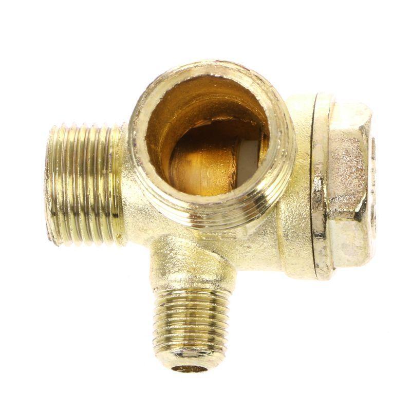 Male Thread 3 Way Metal Air Compressor Check for Valve Gold Tone