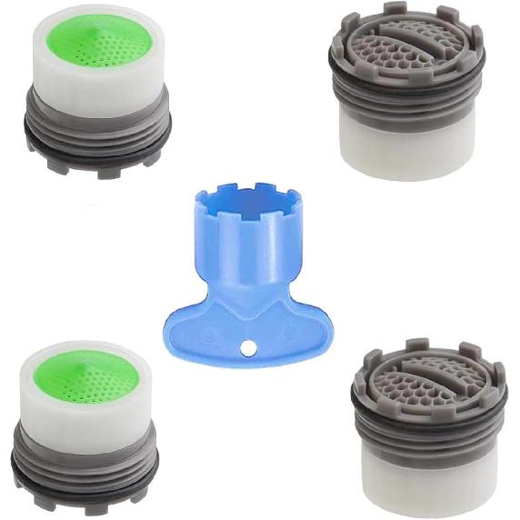 M16.5 Cache Aerator Faucet, Replacement Cache Aerator for Sink M16.5, 4Pcs Tap Aerators Flow Restrictor and 1Pcs Faucet Aerator Key