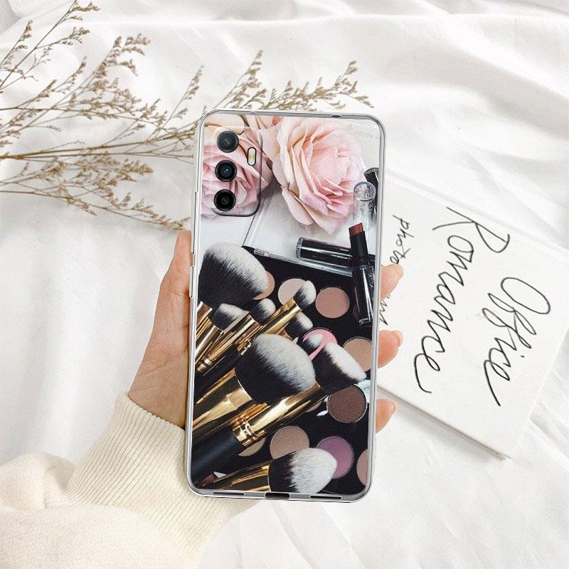 Cosmetics Eyeshadow Palettes Transparent Phone Case for Samsung Galaxy A04 A04S A14 A23 A34 A54 M23 M33 M52 M53