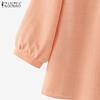 ZANZEA Damen Lässig Rundhals Locker 3/4 Ärmel Einfarbig Bluse