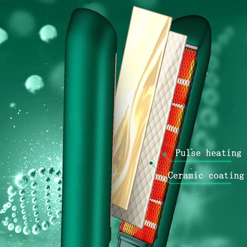 LCD-Display, 3D-Rotationseisen und Lockenstab, 2-in-1-Glätteisen mit negativen Ionen und Keramik-Haarglätter, Multi-Styler für Frauen